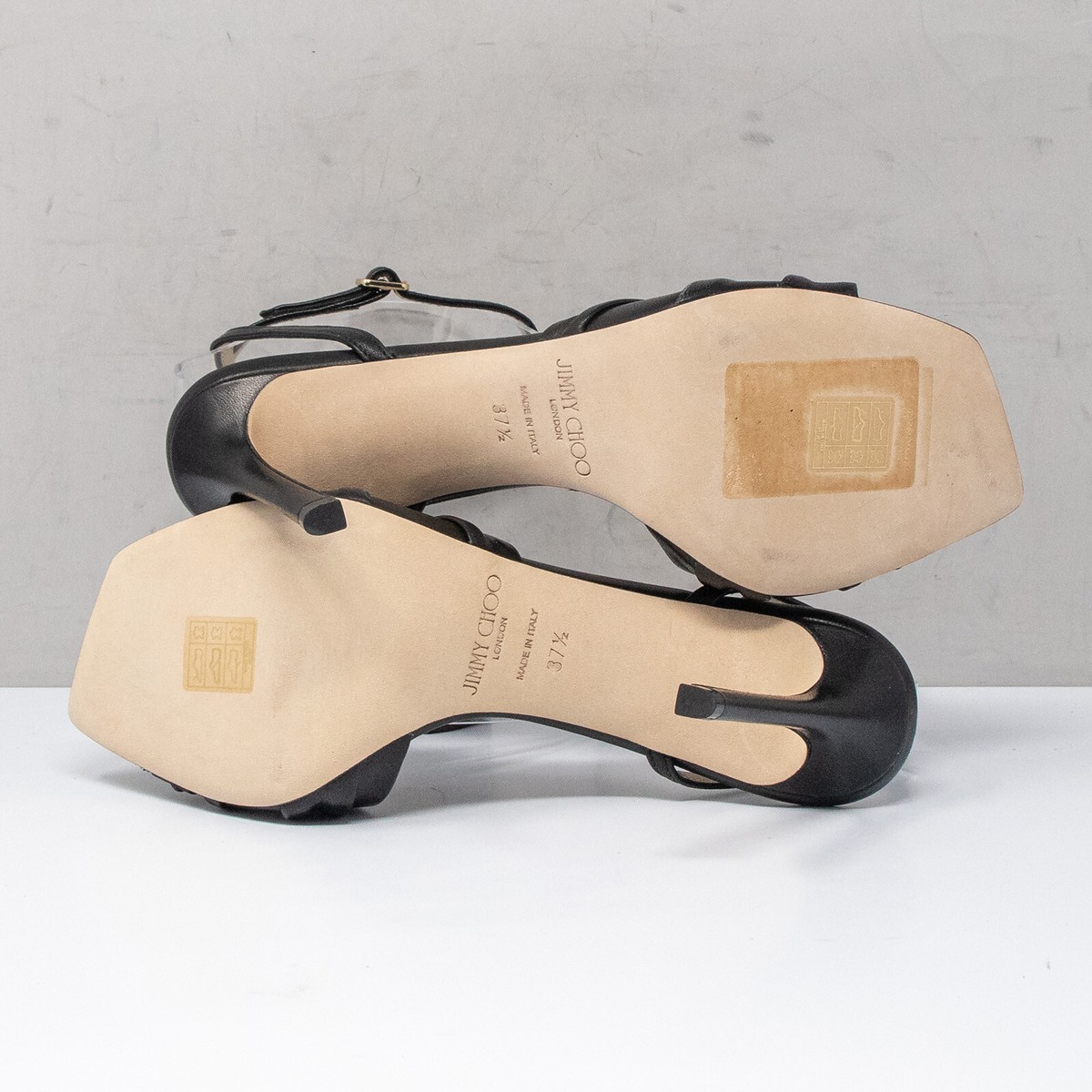 Jimmy Choo Basil Sandal 95, Size 37.5 (7.5 US) Black Lux