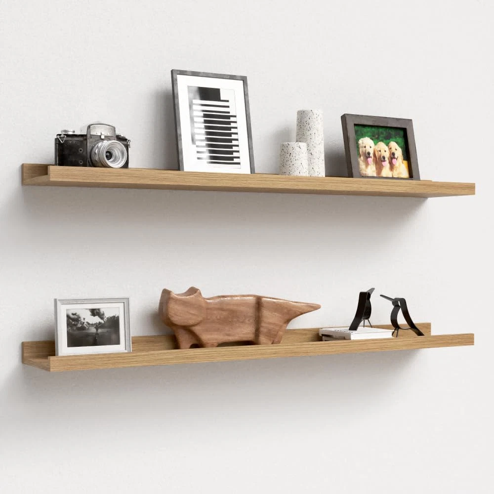 Rustic 35.3" Floating Wall Shelves - Set of 2 for Home Decor & Storage