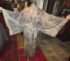 1950s Japanese Summer Kimono Yukata Robe Dragons in Stormy Clouds Medium