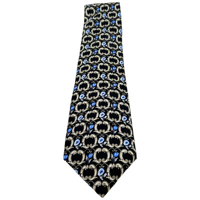Italian Style Marco Polo Dress tie Black / Gray / Blue 59'' Long x 4 '' At Tip