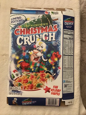 Cap'n Crunch Christmas Crunch Limited Edition Cereal Box 2019 Empty Box Flat