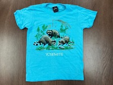 VINTAGE YOSEMITE RACCOON HALF DOME KIDS S T SHIRT DEADSTOCK 90S TODDLER LT TEAL
