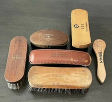 Vintage Horse Hair Shoe Brushes Lot Of 6 Light Dark Bristles Opie Smoothie
