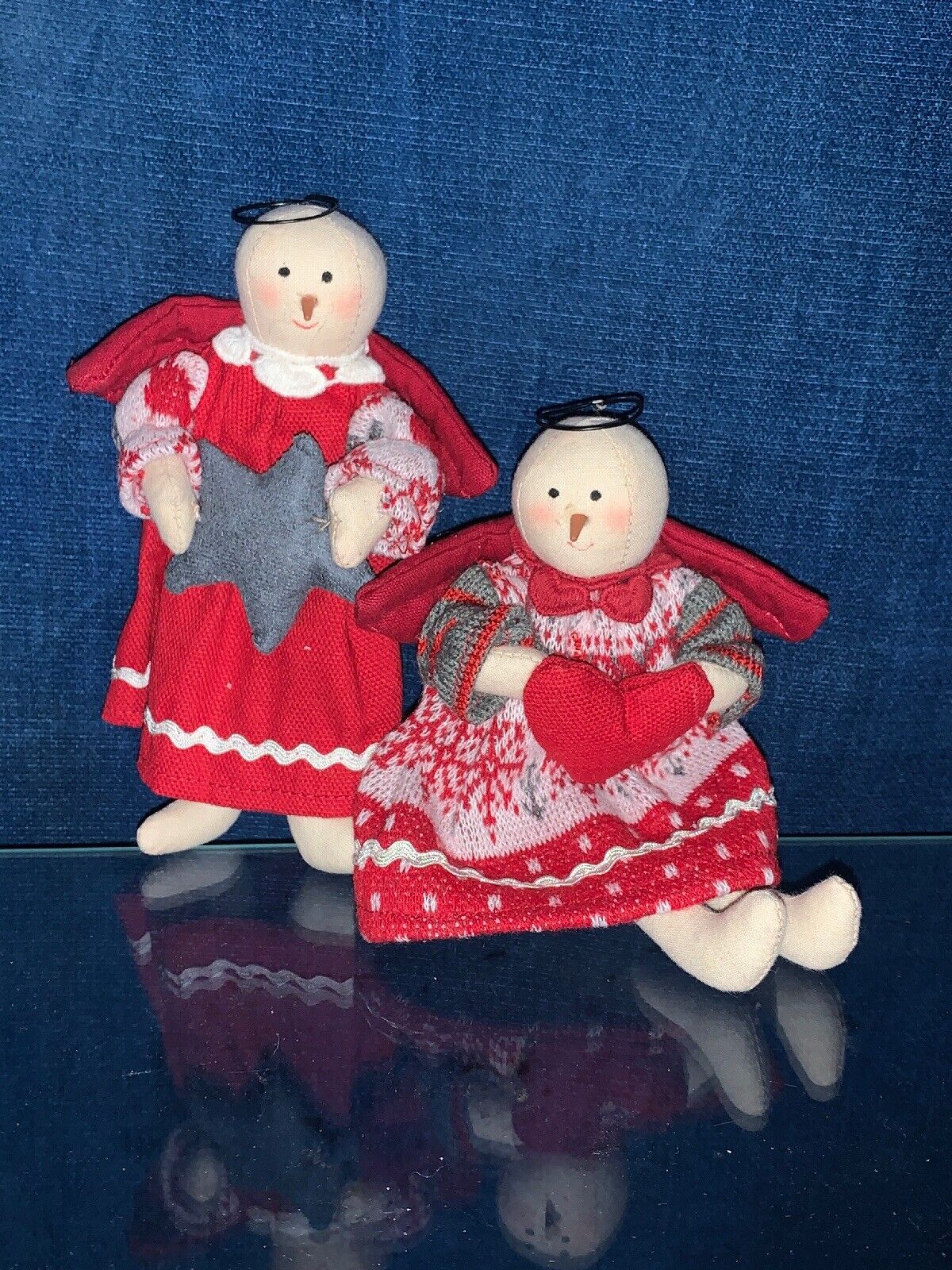 Primitive Rustic Country SNOWMAN Lady Heart Barn Star SET Shelf Folk Art Doll ❤️
