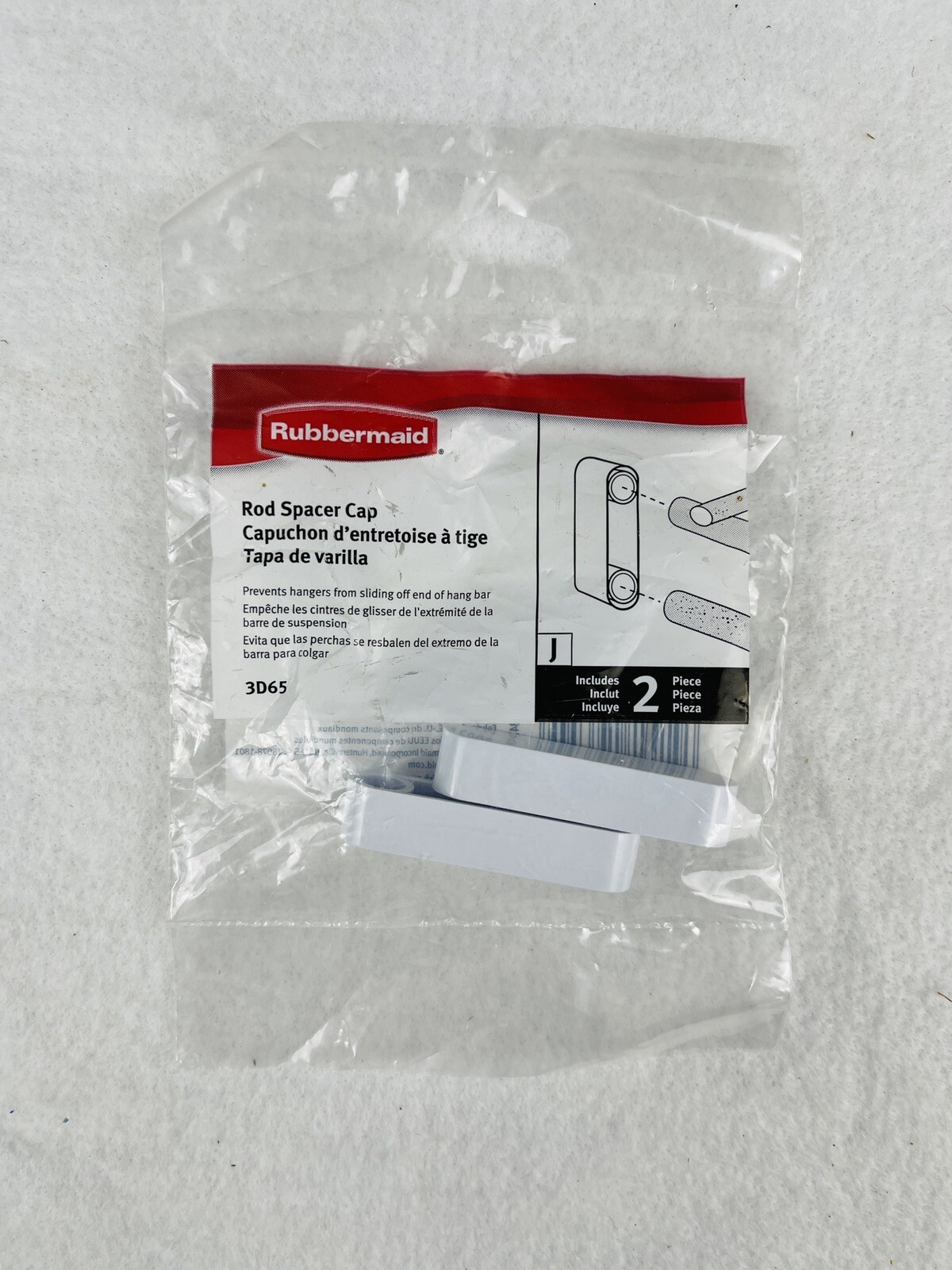 Rubbermaid 3D65 Plastic Rod Spacer Cap 1 pack of 2 eBay