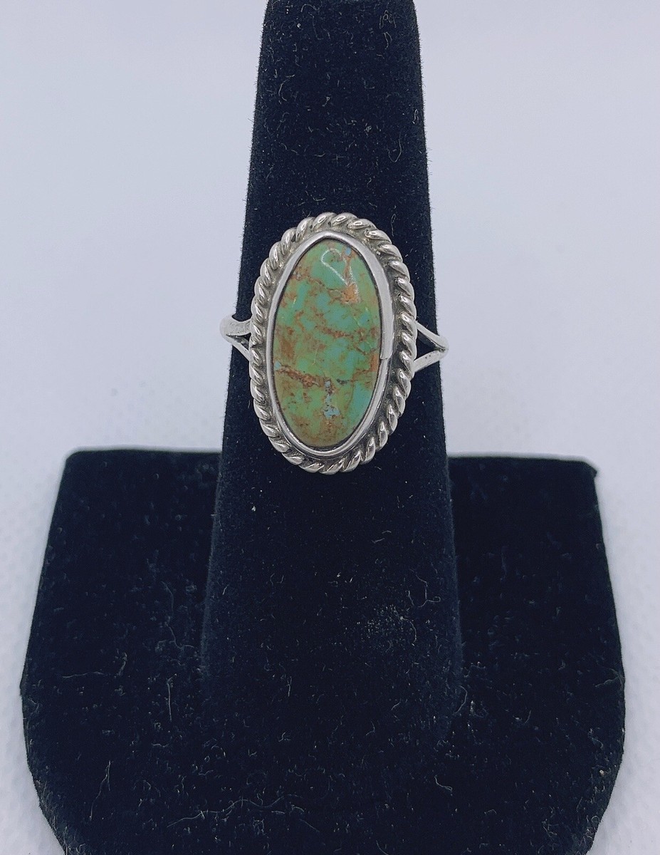 VTG TT Native American Sterling Silver Turquoise Sz-7 Ring