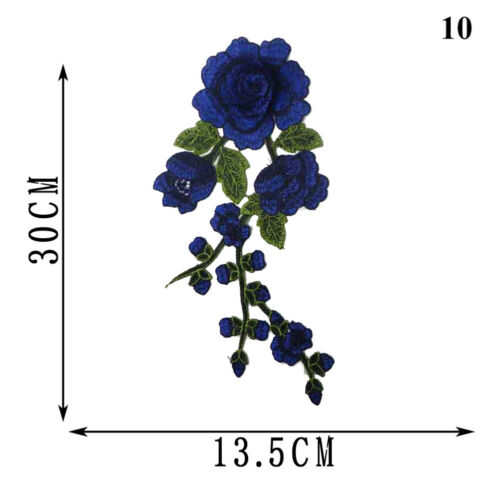 Large Floral Iron Sew On Patch Badge Embroidery flower, rose Applique Motif DIY - Picture 20 of 52