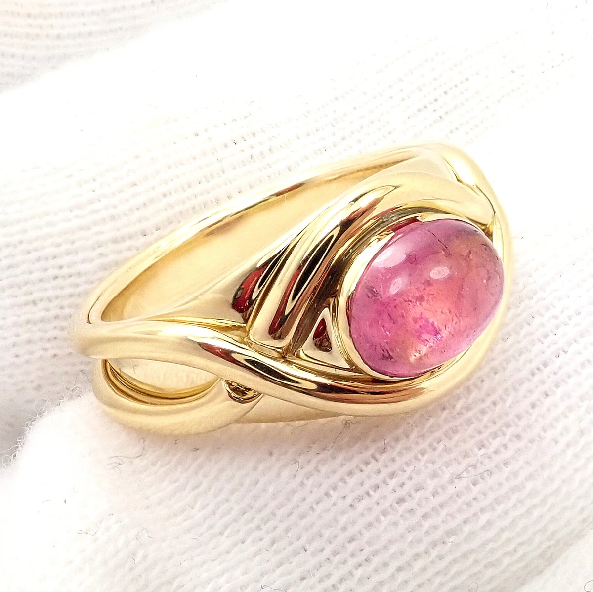 Pink tourmaline cabochon ring clearance