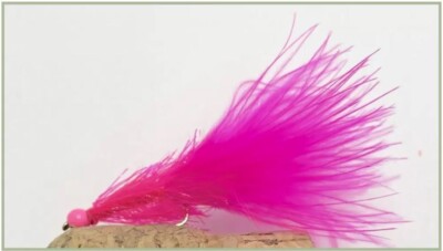 Hothead Trout Flies, Bright Pink, Pink Ladies, Sleek Straggle Body Size 10