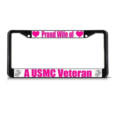 MARINES USMC COMBAT BLACK Black Metal Bike Motorcycle License Plate Frame Tag