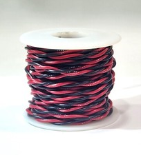 18 AWG GAUGE UL1007 UL1569 Hook-up Wire BLACK RED Twisted Pair 23 foot spool