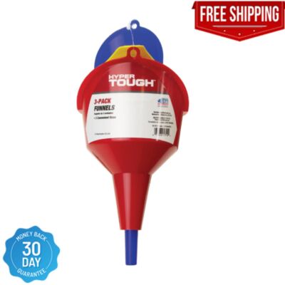 Hyper Tough Super Funnel Trio, Multi Purpose Plastic Funnel Set Multi Purpose