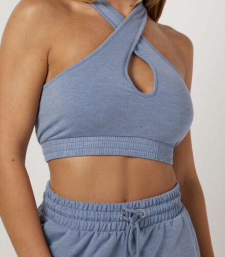 Boux Avenue Keyhole Halter crop top - Blue - BRAND NEW - UK Size 10 - Cost £18 - Picture 1 of 2
