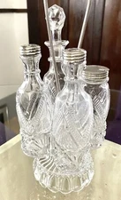 Victorian Antique Victorian 1880 9-Piece Glass Castor Cruet Condiment Set