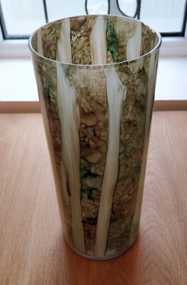 Deko-Blumenvase 29 cm hoch rund grün & weiß Eierschalen-Design