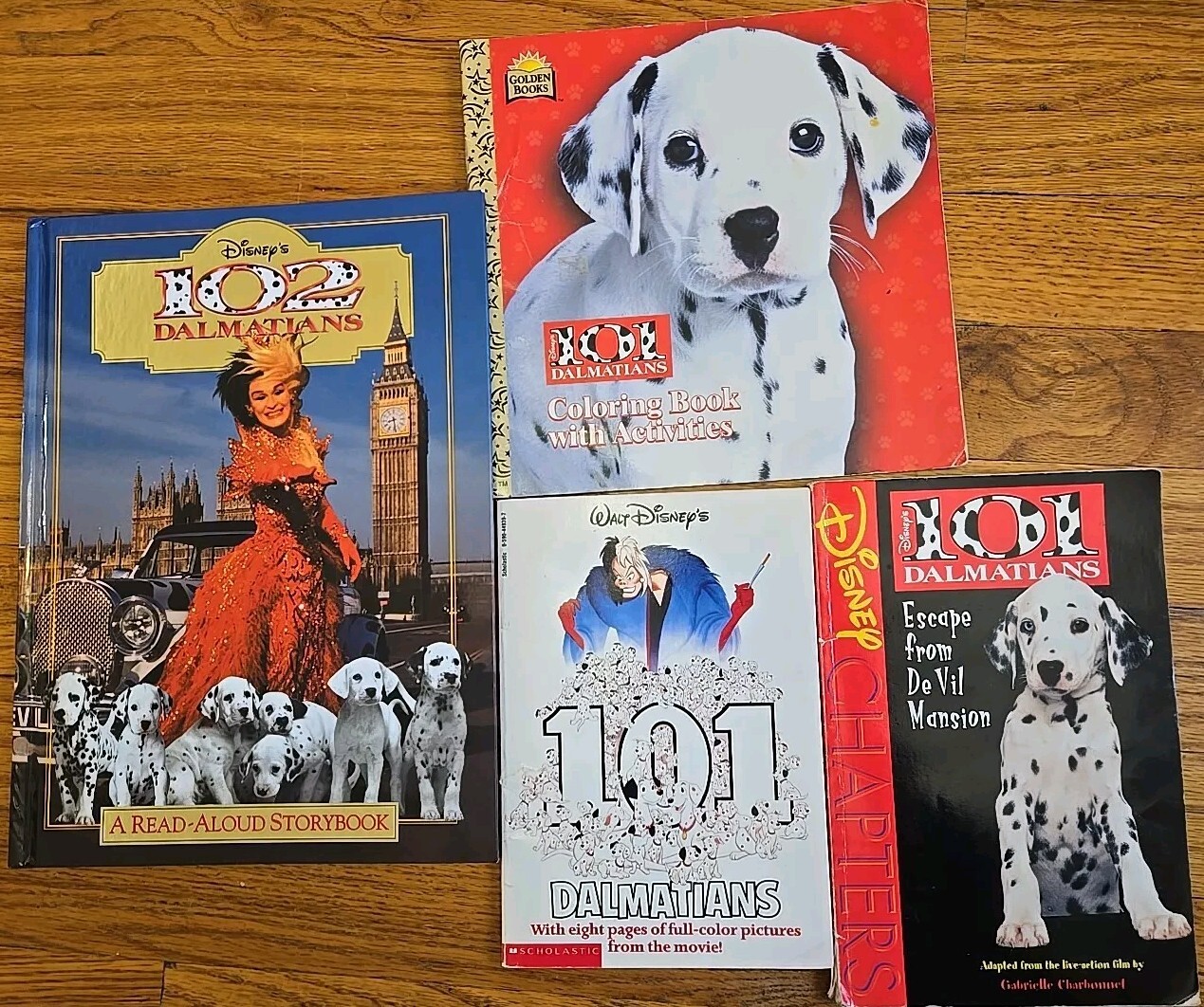 90s Disney 101 & 102 Dalmatians Children's Book Lot Movie tie-in Cruella de-vill