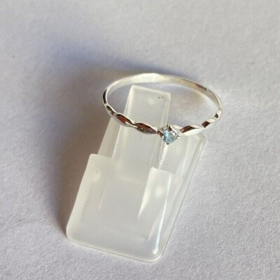 Silberring 925 Silber - Solitärring mit CZ in blau , sehr fein, Gr. 44 bis Gr.64