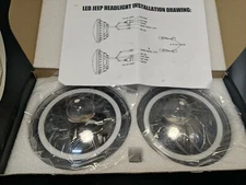 X AUTOHAUX 2pcs DC 10-30V 7 inches Round LED Headlight H4 High LY-7''-0048B 