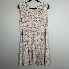 Kelyna Paris Beige Floral Ruffle Lace Tied Back Sleeveless Lightweight Dress