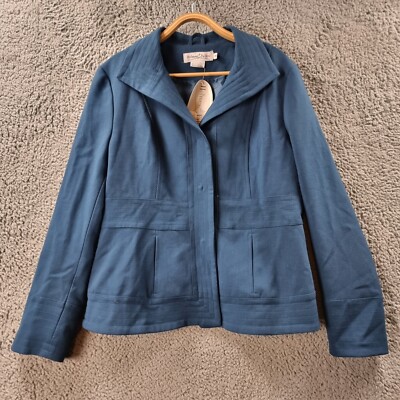 New HOMES & FALLON Womens Jacket Size M Blue Long Sleeve Collared