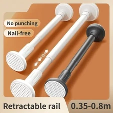 Telescopic Wardrobe Cloth Hanger Closet Rod Rail Curtain Free Punching Pole Rod