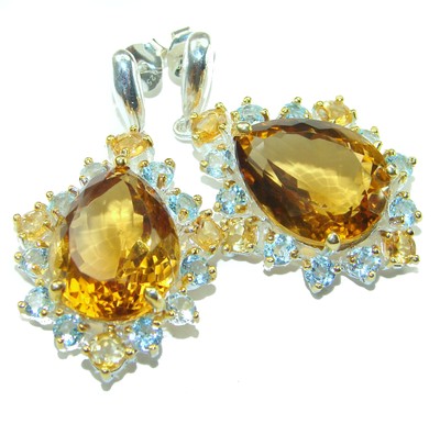 Golden Drops Topaz   .925 Sterling Silver handcrafted Statement earrings