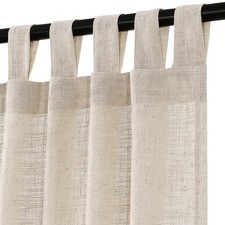 Turquoize Linen Tab Top Curtains 63 Inch Light Filtering Farmhouse Curtains