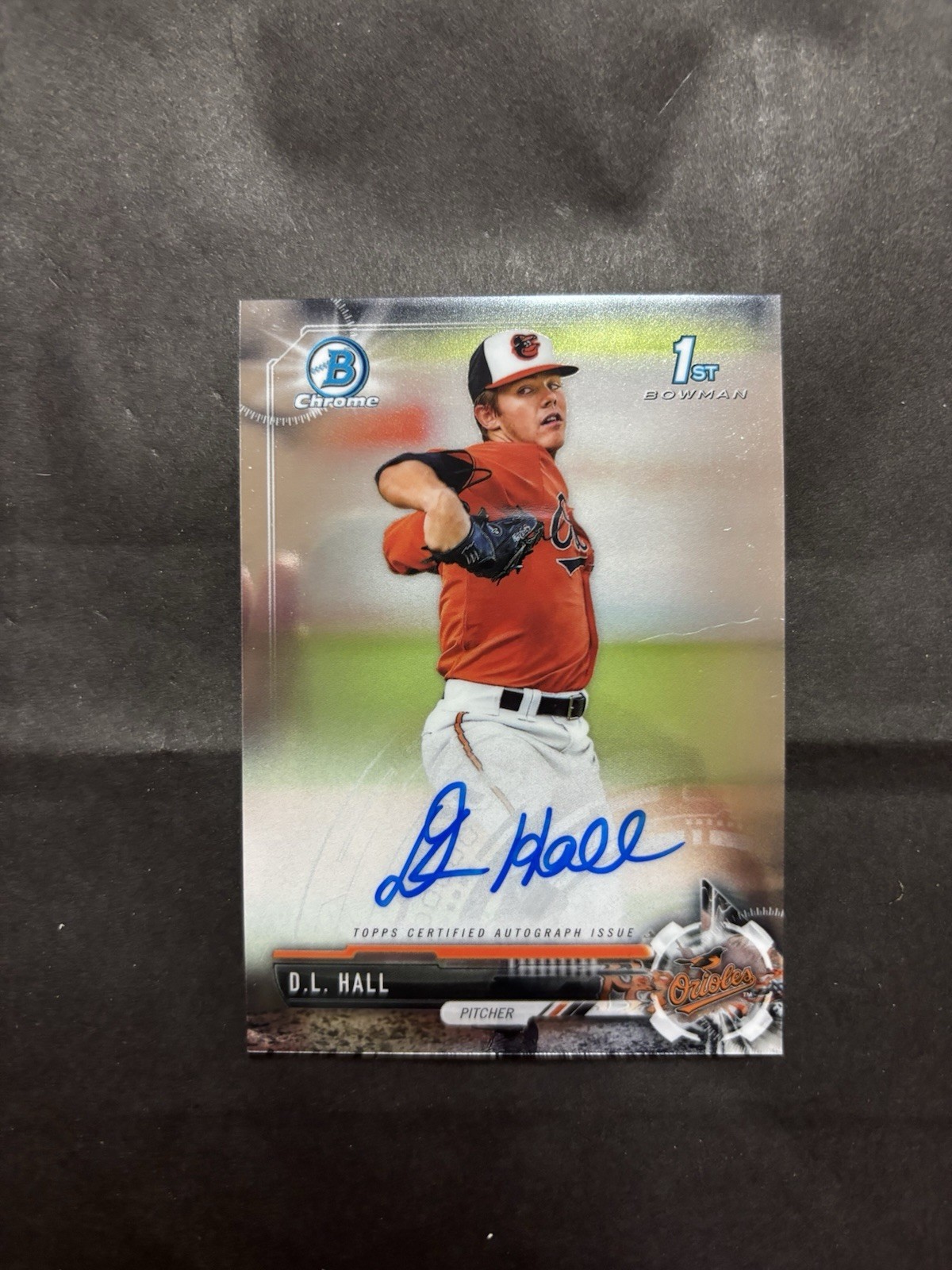 D.L. Hall 2017 Bowman Draft #CDA-DH Chrome Draft RC Auto Baltimore Orioles
