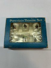Vintage Porcelain Thimble Set Set Of 6 Bird Design In Original Box