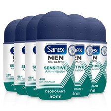 Sanex Men Sensitive Antiperspirant Roll-On Deodorant 50ml x 6, 48H