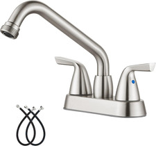Utility Laundry Sink Faucet,3/4" NPT Threaded End,Brushed Nickel  4-Inch Center