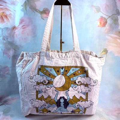 Vintage Mystique Celestial Moon Goddess Art Print Cream Tote Bag