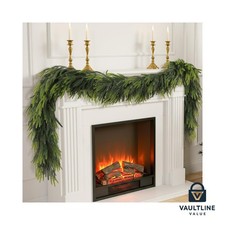 9ft artificial Norfolk pine garland with realistic green needles for Christmas
