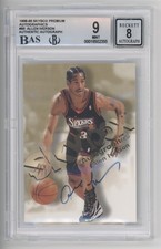 1998-99 Skybox Premium Autographics #60 Allen Iverson HOF BGS 9 Blue AUTO Sixers