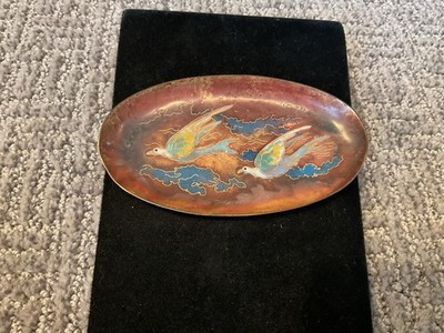 Vintage Enamel Over Copper Small Dish