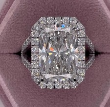 Eleganter 14k Weißgold Ring 7,90 Ct IGI Lab Grown Radiant Cut Diamant E F VVS2