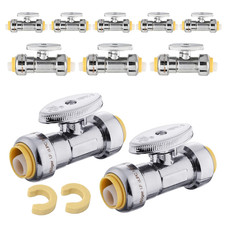 Pack Of 10 Seelink Push Fit 1/4 Turn Straight Stop Valve 1/2 Push Fit X 1/2
