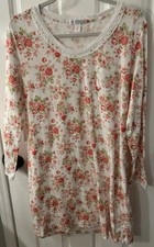 Carole Hochman Women s Size L Cotton Knit Pink Floral Nightgown EUC