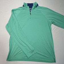 johnnie-O Steffen Striped Performance 1/4 Zip Pullover Jungle Size Medium