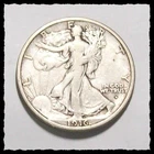 1916-D WALKING LIBERTY HALF DOLLAR Better Date  Sharp VF #19D74 .900 FINE SILVER
