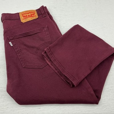 Levis 511 Jeans Mens 36 X 30 Burgundy Red Slim Tapered Dark Wash Denim