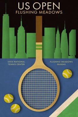 US Open Flushing Meadows Vintage Tennis Tournament Poster
