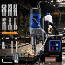 ZELCAN 1550W Magnetic Drill Press Portable Drilling Machine w 6Bits RotatingBase