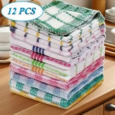 12 Pcs Kitchen Dish Cloths Cotton Super Cleaning Absorbency Towel Washing Rags