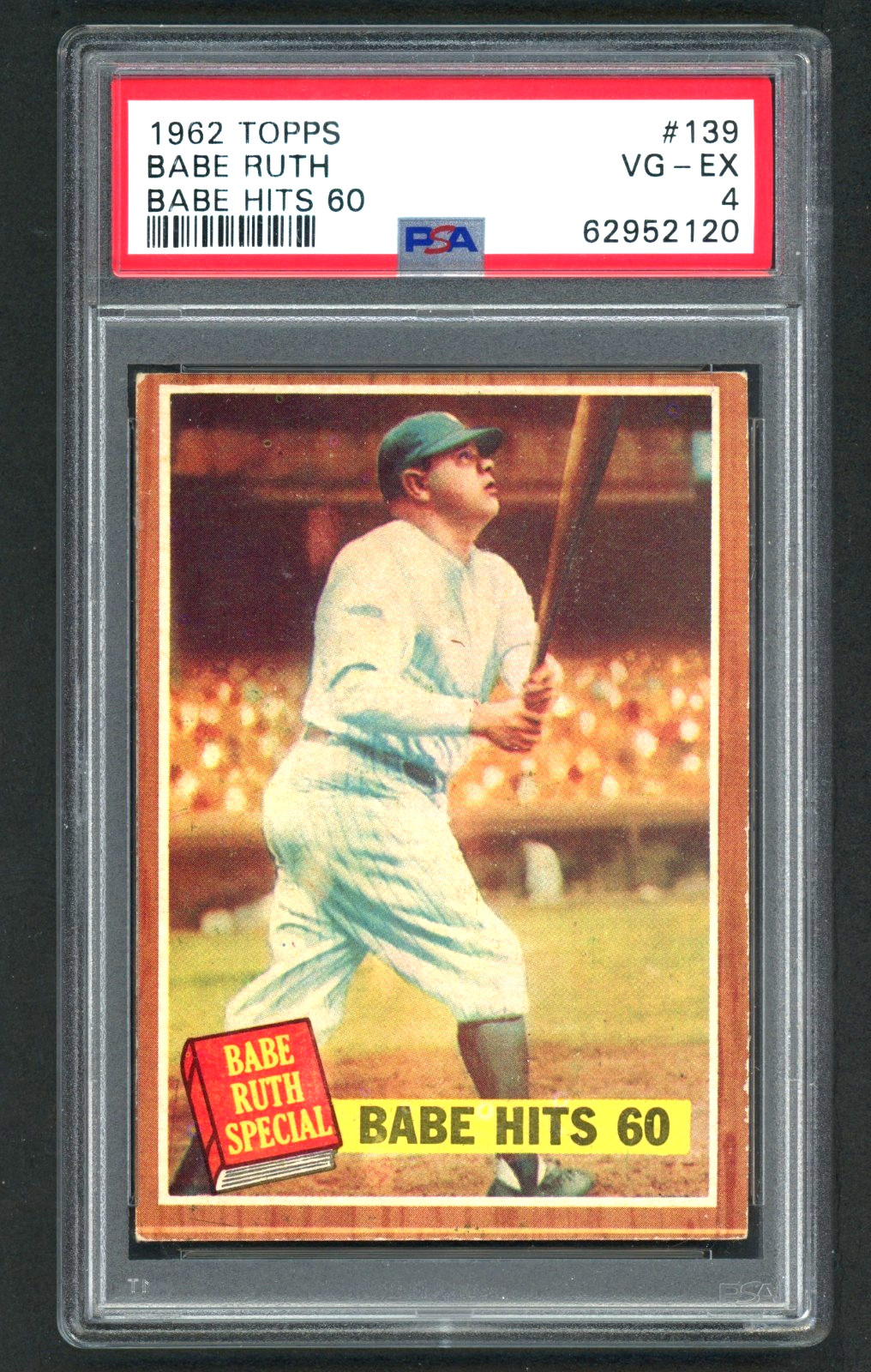 1962 Topps #139 Babe Ruth Babe Hits 60 PSA 4 VG-EX New York Yankees Hof view 1