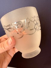 Antique FROSTED ACID ETCHED GLASS LAMP SHADE 2 1/8 FITTER DECO PATTERN