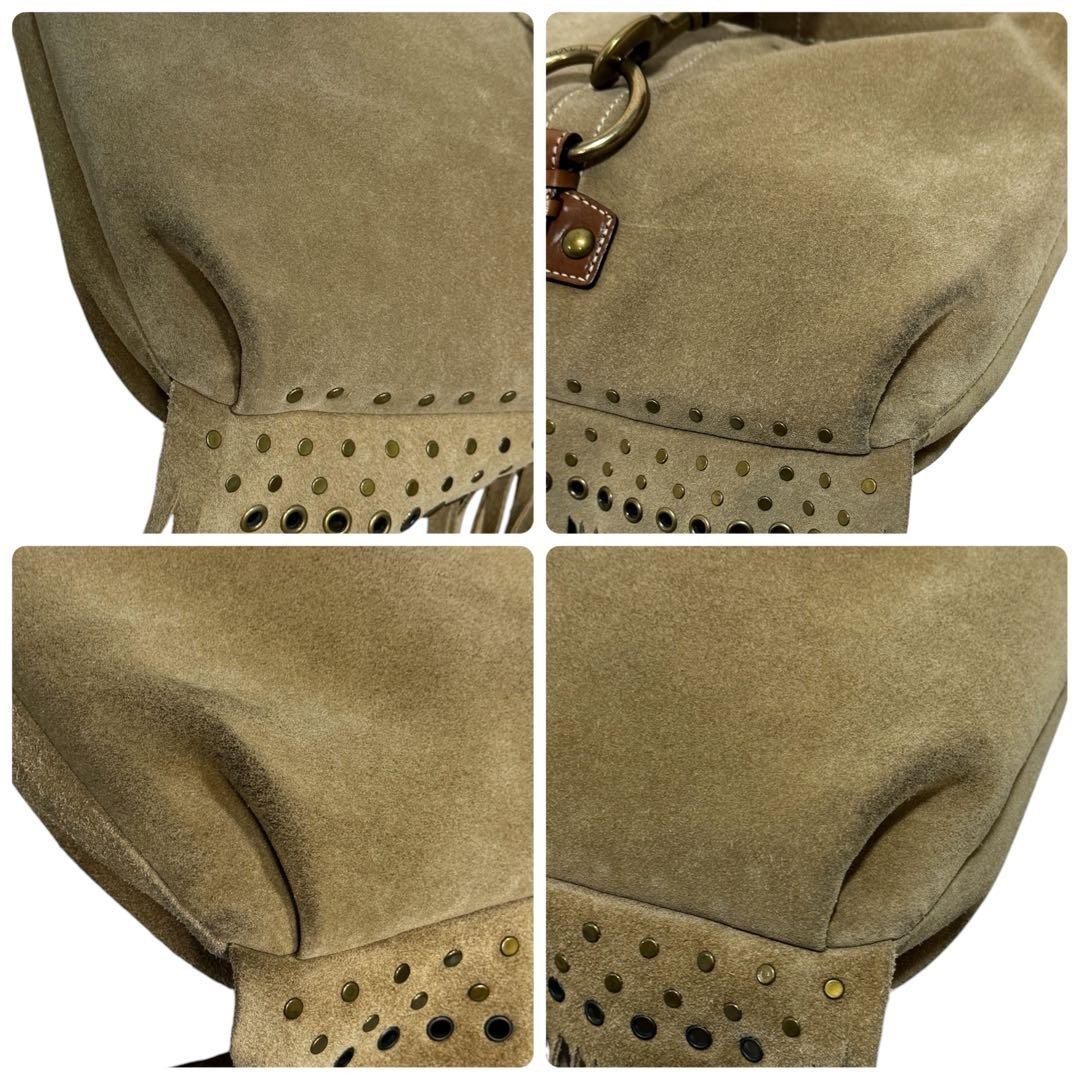 VTG COACH 10401 Hamptons Woven Suede Fringe Hobo Shoulder Bag Studs Western Y2K image 6