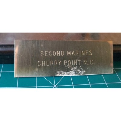 Vintage Brass Military Tag - Second Marines Cherry Point N. C.
