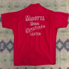 Vintage 1960 s Red Rayon Bowling Shirt Size M/L King Louie Pin Buttons