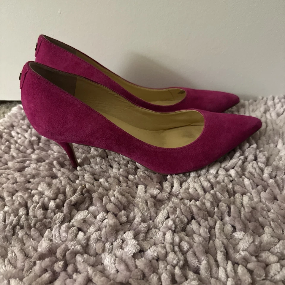 Ivanka Trump Heel Womens 7.5 M Classic Pumps Slip On Hot Pink Suede Pointed Toe - Image 2 of 4